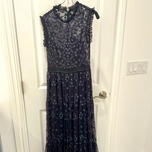 Long black lace and beaded gown